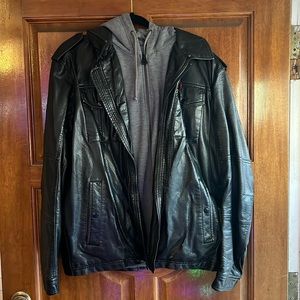 Men’s Levis leather hooded jacket